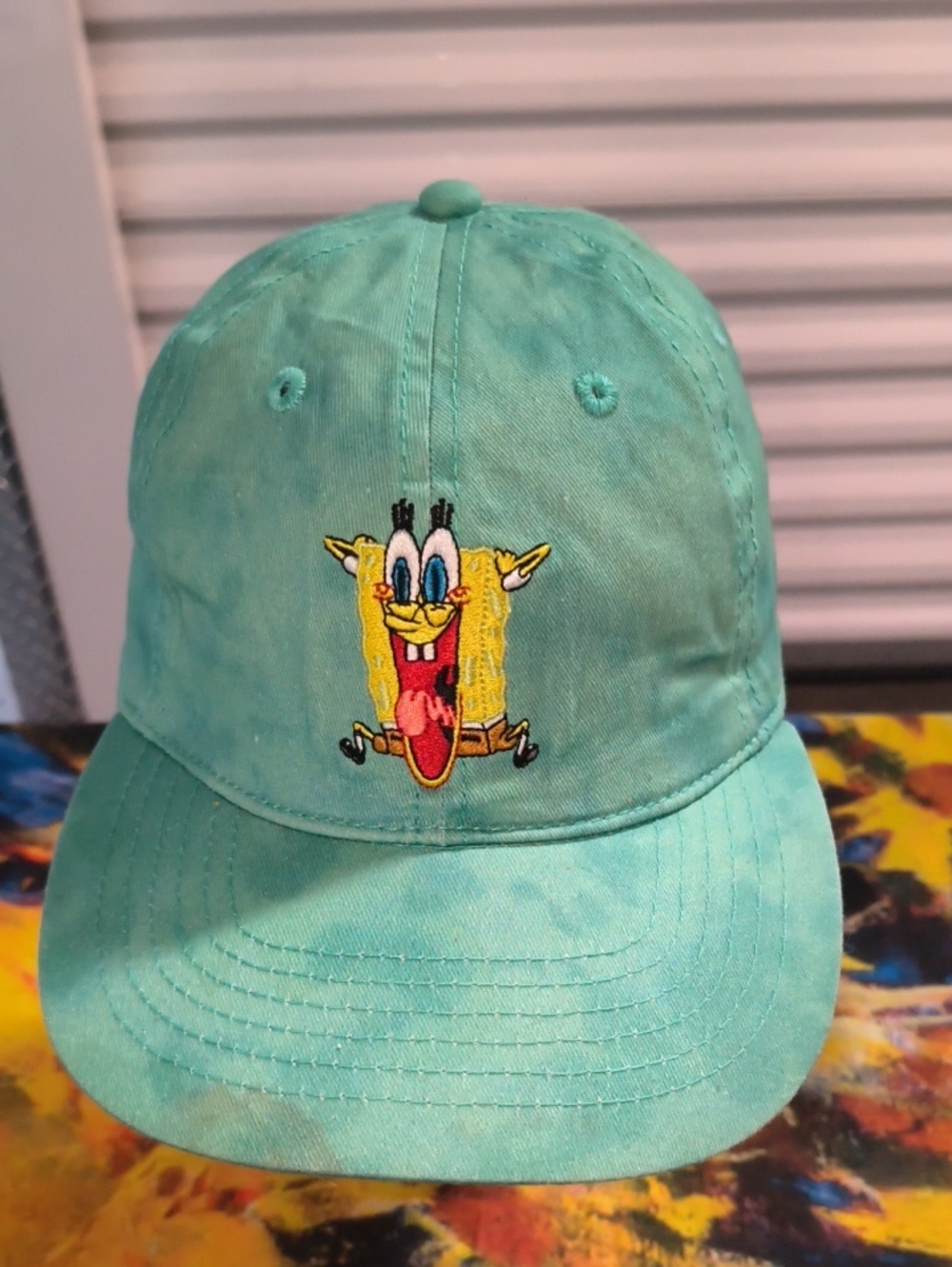 Nickelodeon Spongebob Squarepants Turquoise Embroidered Logo Strapback Hat Cap